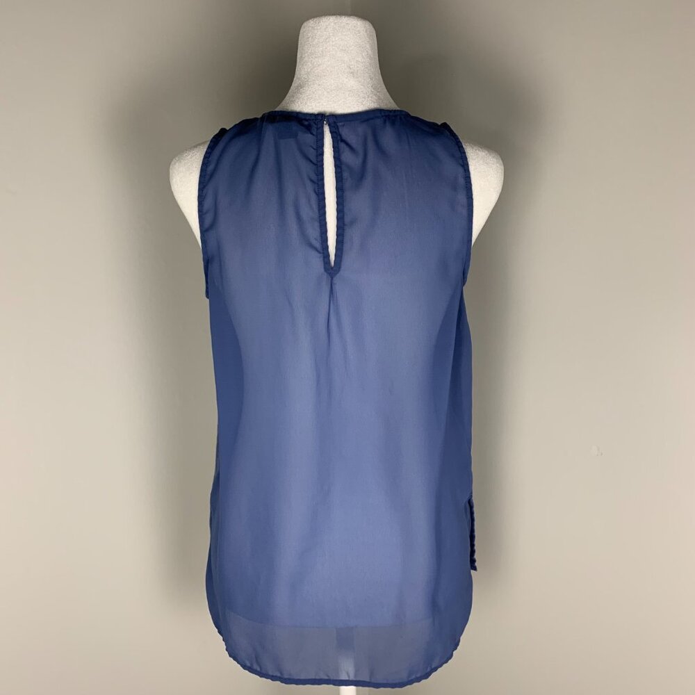 Gap Factory Blue Pintuck Sheer Back Mix Media Tank Top Women Size XS
